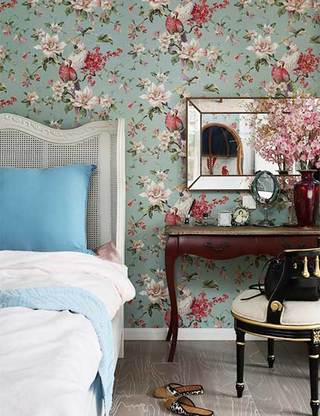 现代美式两居室卧室壁纸图