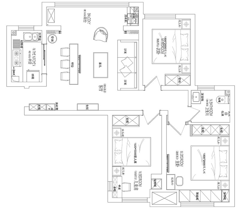民安北郡89平三室两厅装修现代简约效果图——户型布局方案