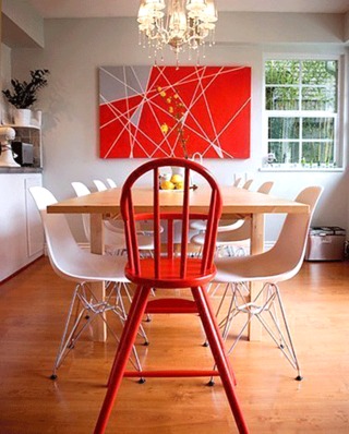 红色餐厅餐椅效果图