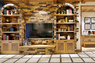 130平法式风格四居石材电视背景墙