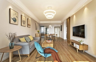 110平北欧风格两居室装修客厅沙发图片