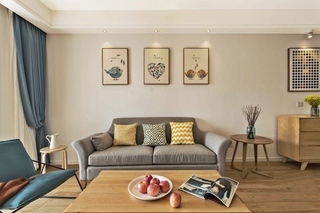 110平北欧风格两居室装修沙发背景墙设计图