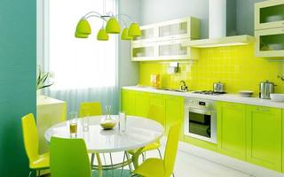 绿色系厨房设计布置图