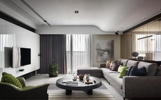 现代简约风格三居室装修客厅窗帘图片