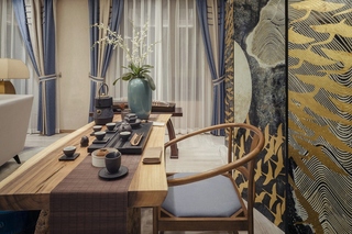 110平新中式风格三居室餐厅效果图
