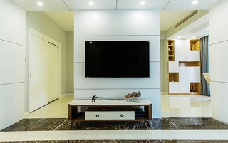 两套房打通的空间现代简约风格公寓装修电视背景墙