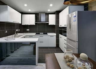 120平现代简约风格装修开放式厨房