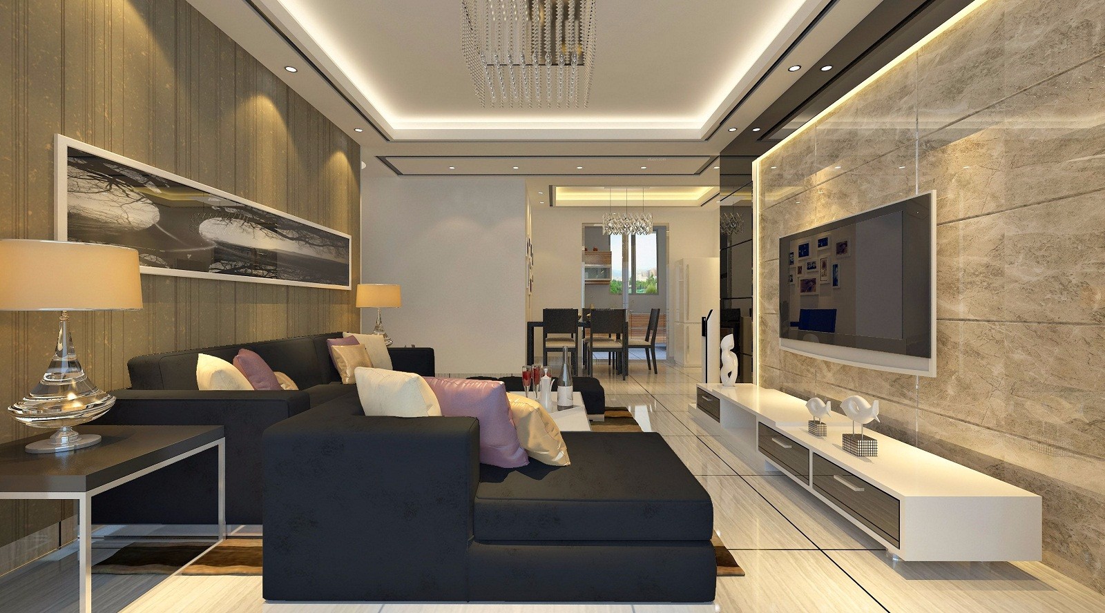 装修效果图,120平新房装修装修案例效果图-齐家装修网