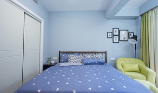 90平蓝调小户型卧室图片
