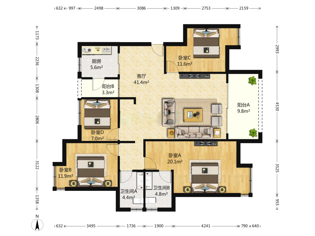 龙湖江与城排屋户型图图片