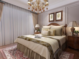 现代美式风格三居卧室装修效果图