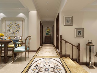 现代美式风格走廊装修设计效果图
