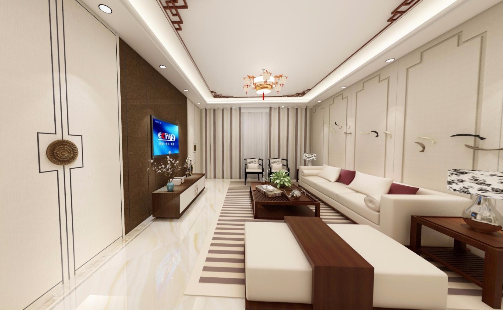 新中式风格客厅装修设计效果图