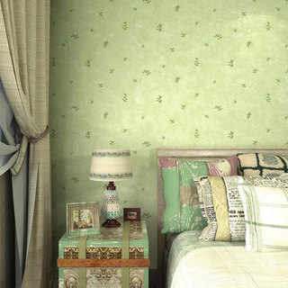 绿色清新卧室壁纸装修图