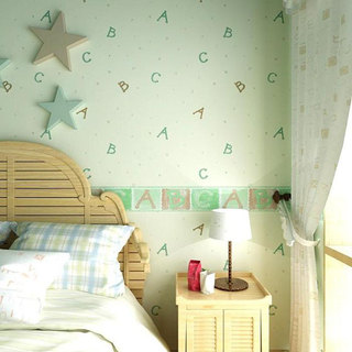 清新可爱儿童房卧室壁纸效果图