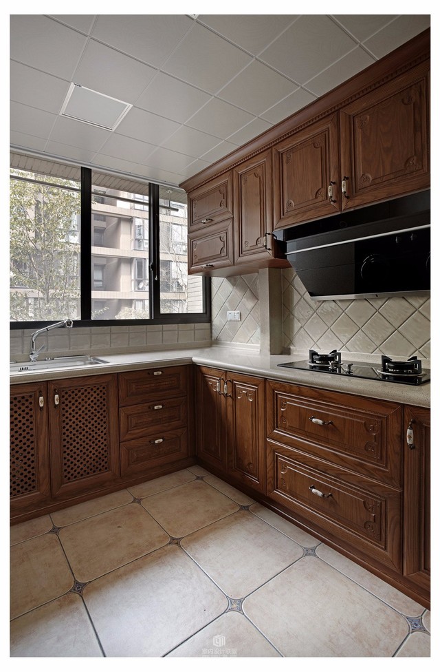 复古美式风三居厨房装修效果图