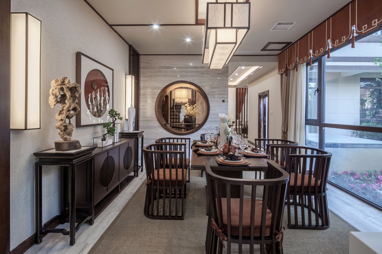 新中式风格别墅餐厅装修设计图