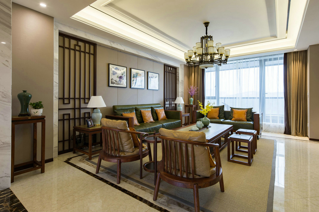 新中式风格别墅客厅装修效果图