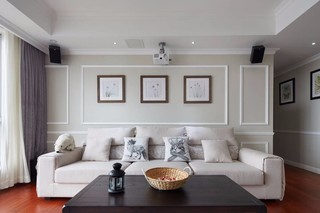 三居室现代美式风格沙发背景墙装修效果图
