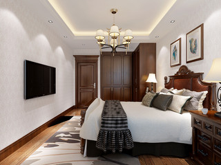 复式古典美式风格卧室装修效果图