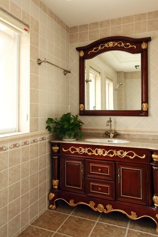 大户型复古美式风格浴缸柜装修效果图
