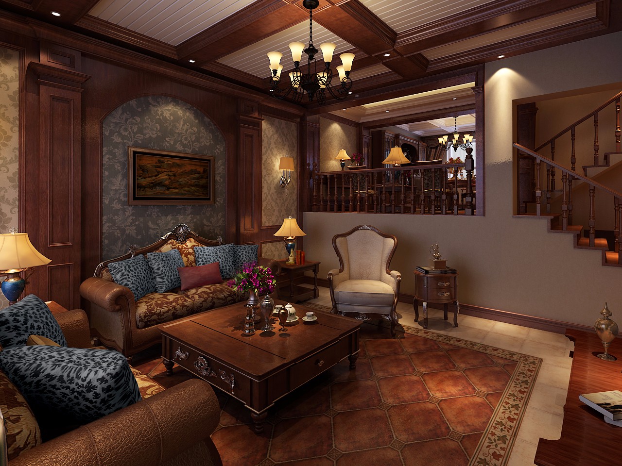 古典风格别墅客厅装修效果图