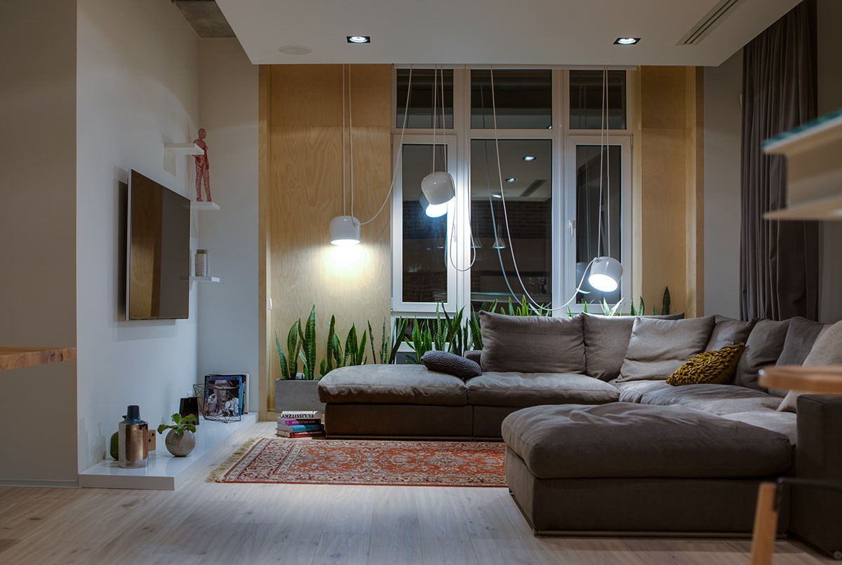 现代混搭公寓客厅装修效果图