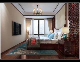 新中式风别墅卧室装修效果图