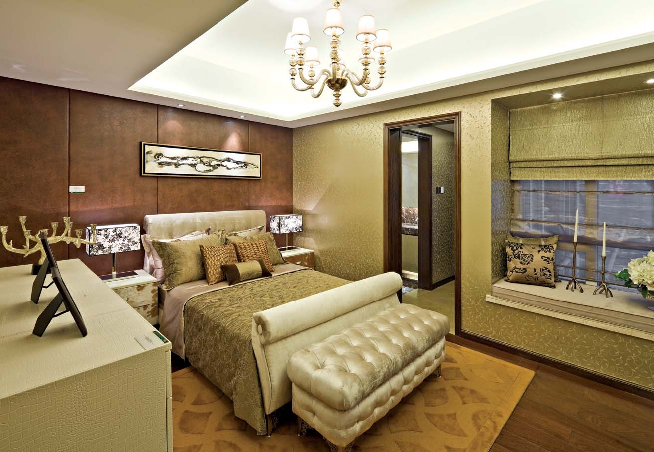 别墅装修,140平米以上装修,20万以上装修,卧室,欧式风格,暖色调