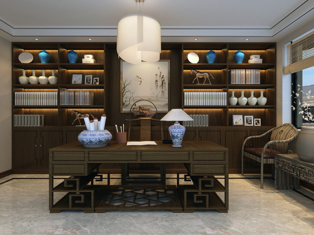 156平米新中式书房装修效果图