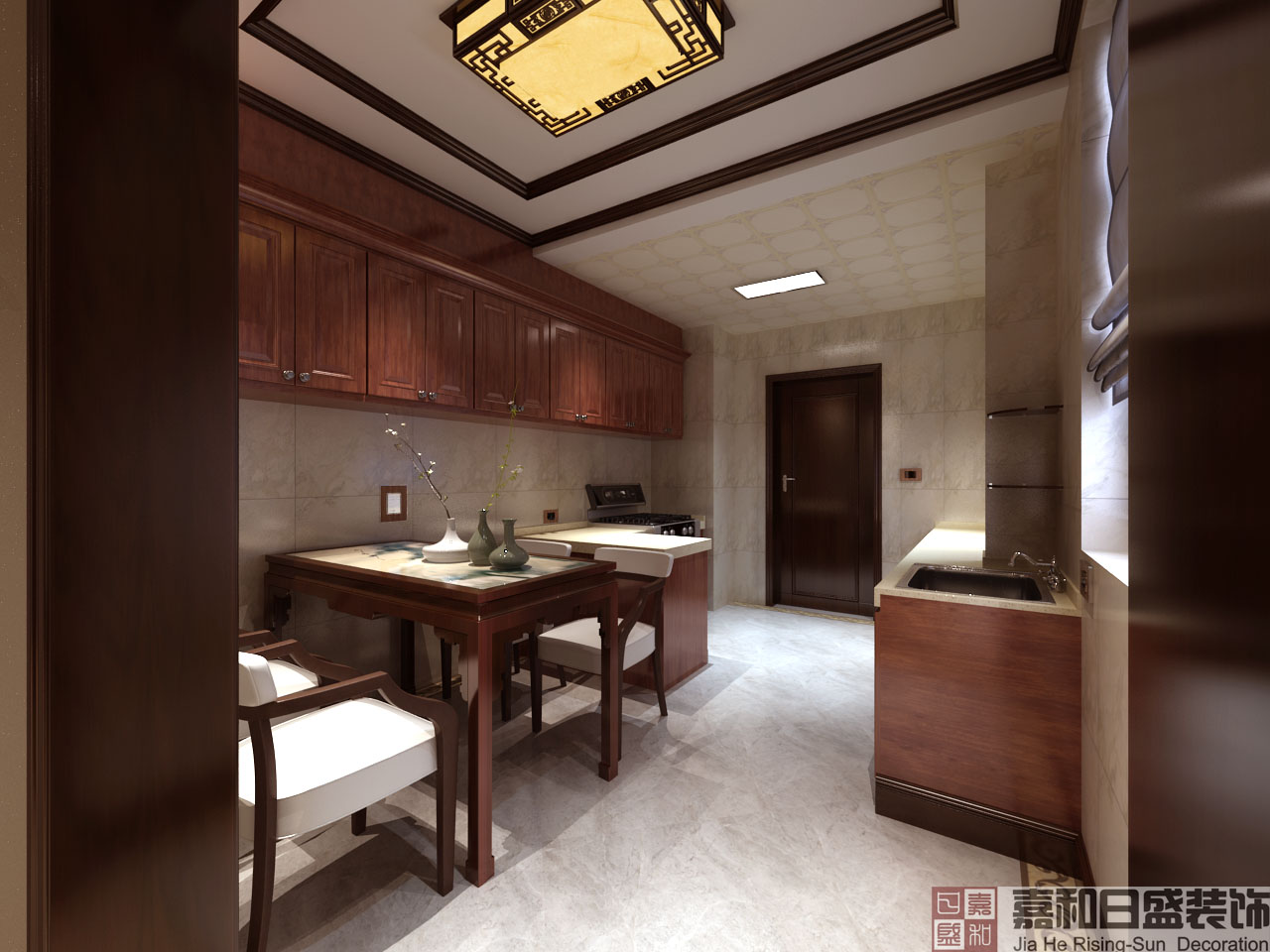 中式风格三居室厨房装修效果图