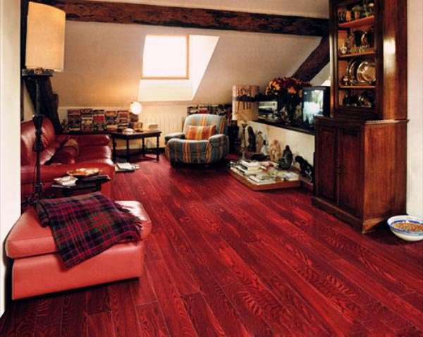 暗红色木地板家具搭配图片