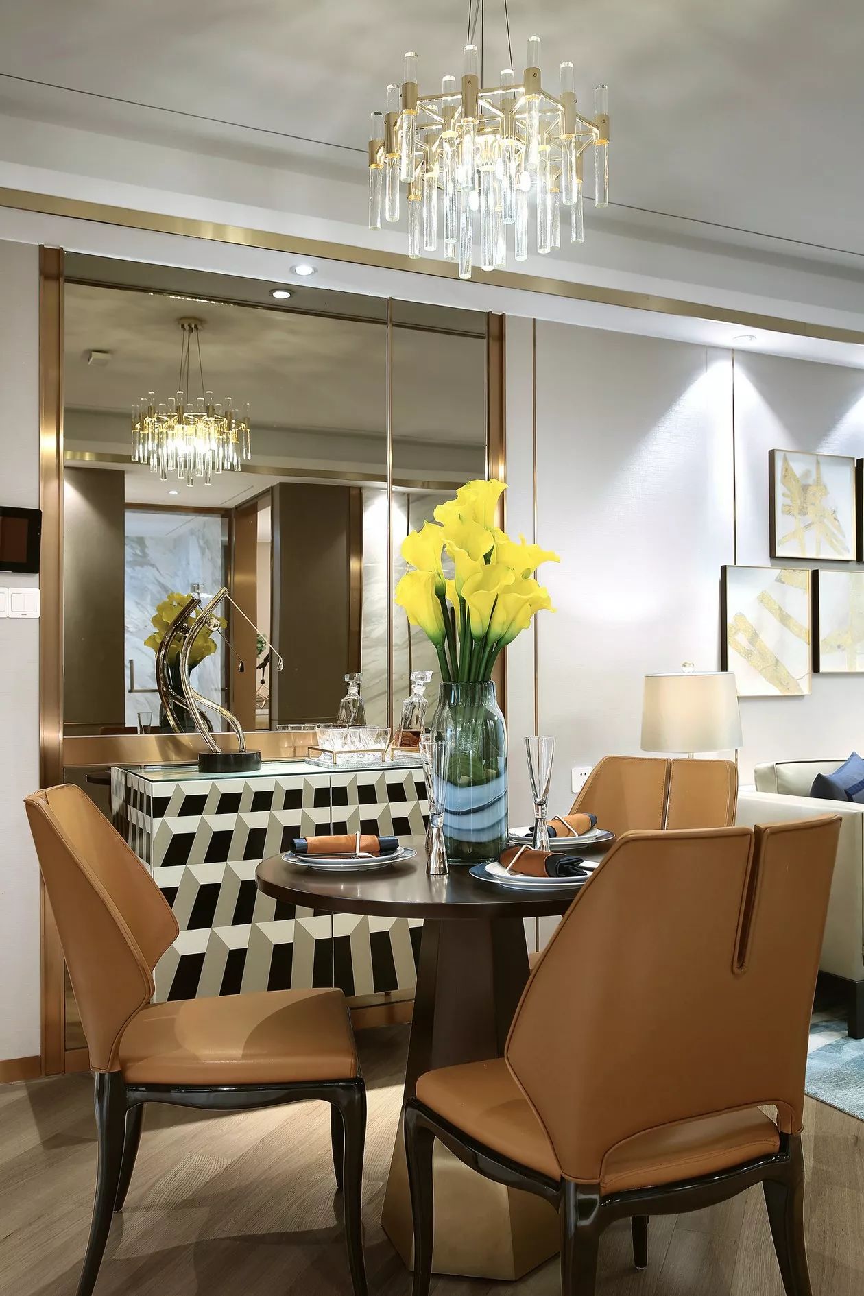 三居室装修,110平米装修,10-15万装修,现代简约风格,咖啡色,椅子