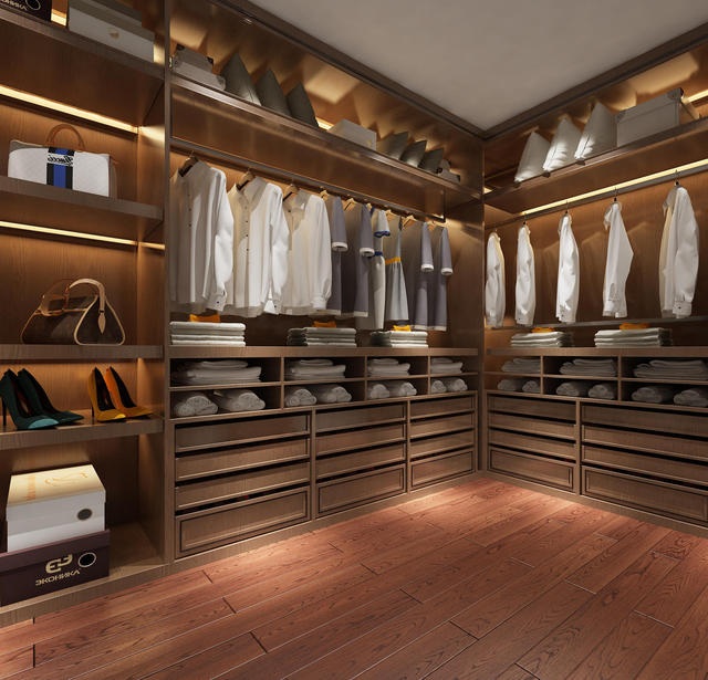 咖啡色衣帽间装修效果图