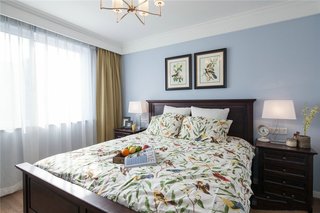 100平美式风格两居装修床头背景墙效果图