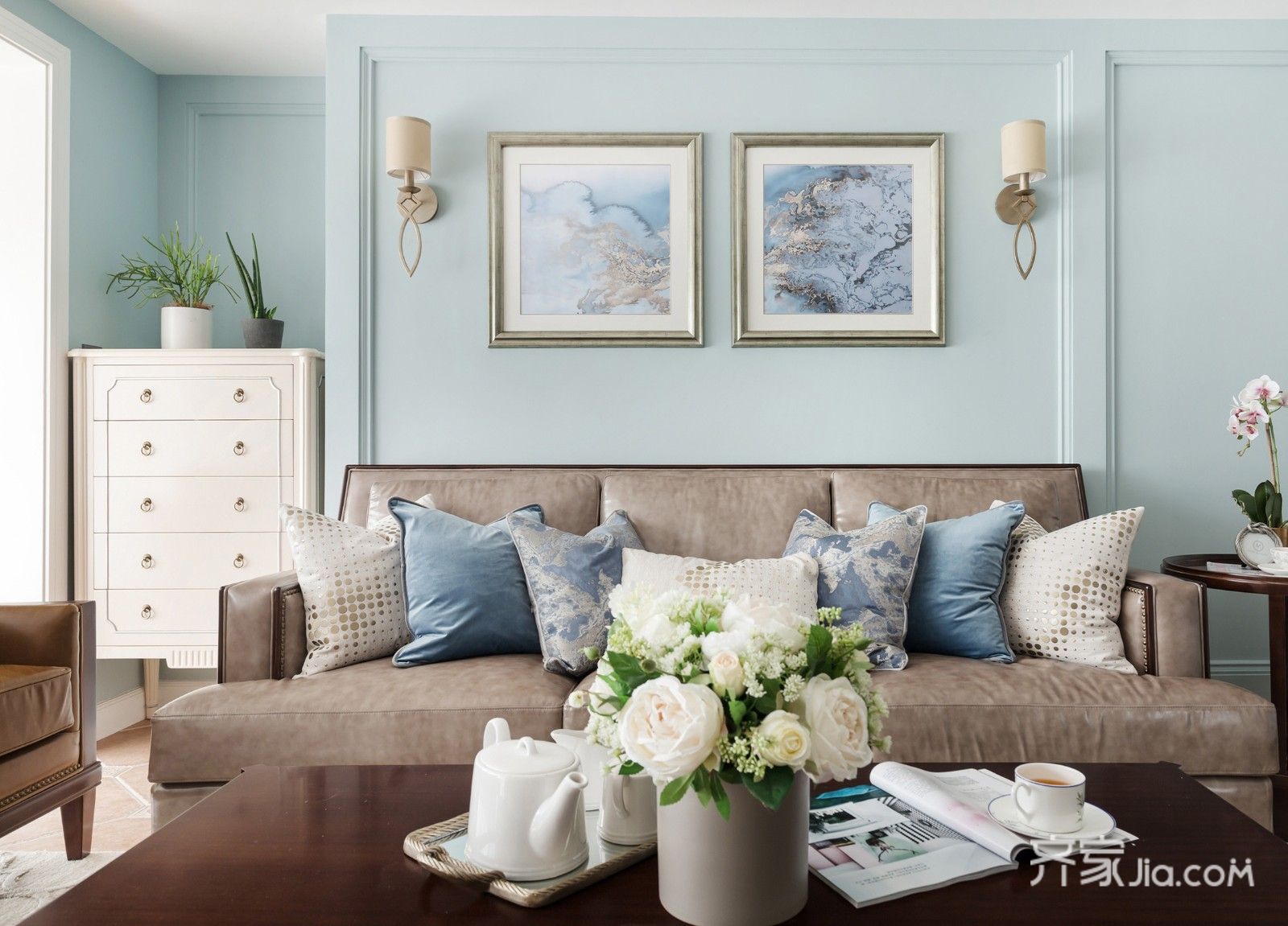 150平现代美式风格沙发背景墙装修效果图