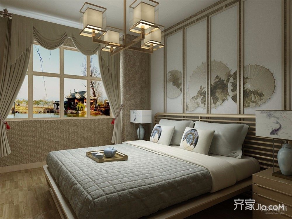 新中式风格两居卧室装修效果图