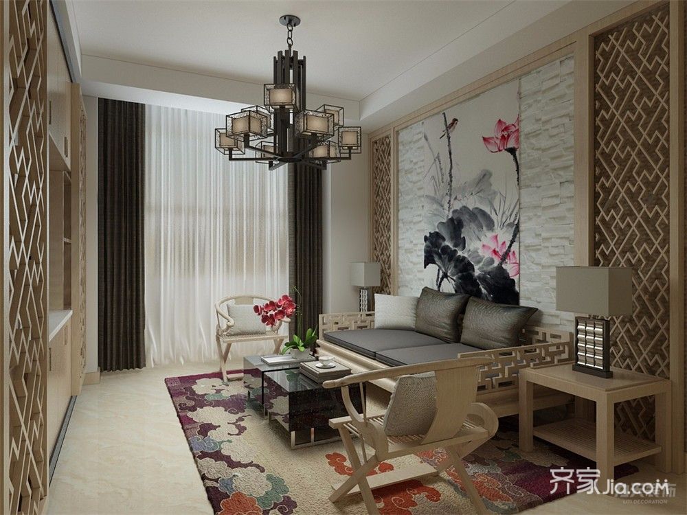 新中式风格两居客厅装修效果图