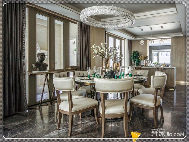 别墅装修,20万以上装修,140平米以上装修,餐厅,灯具,餐桌
