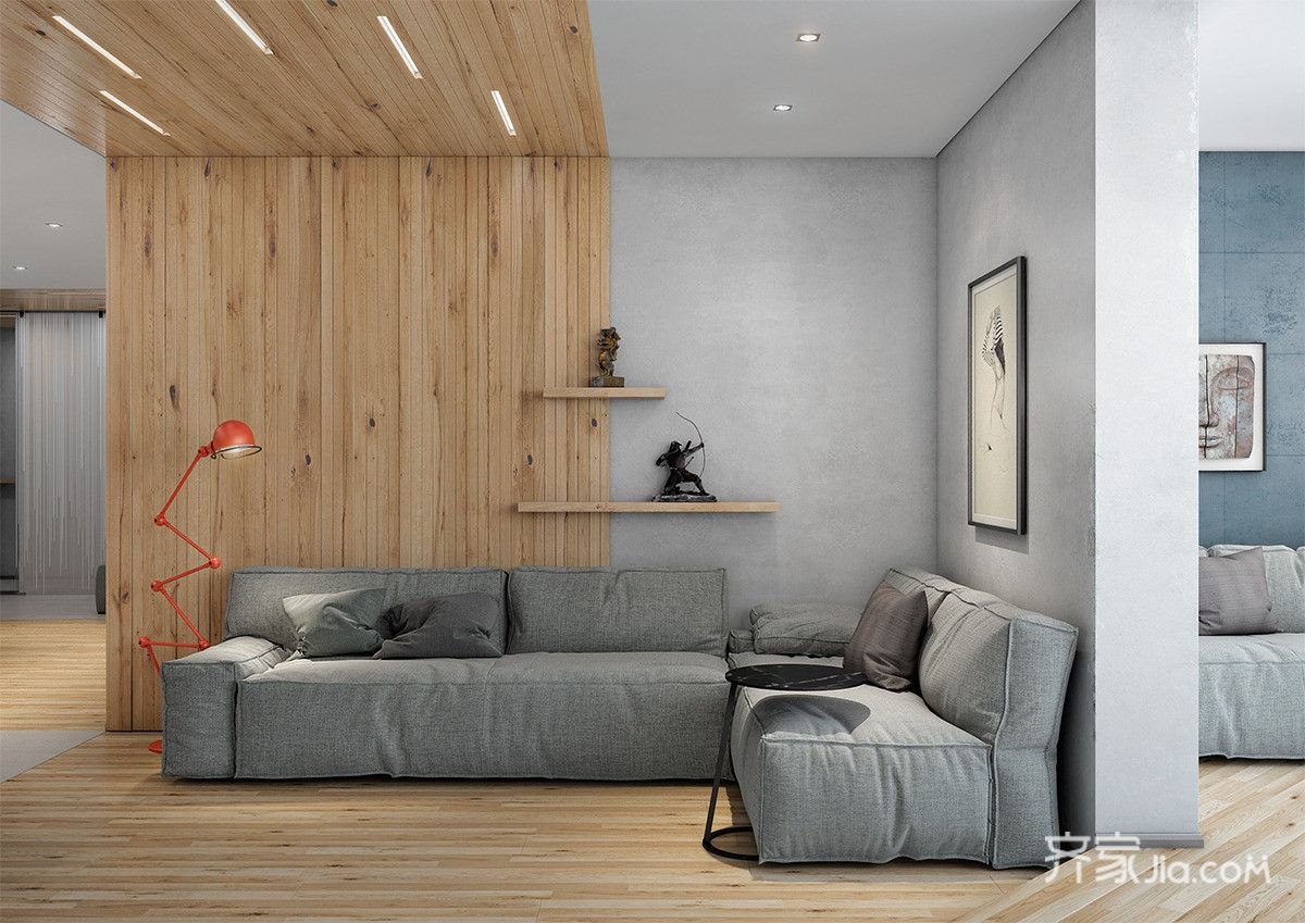二居室装修,80平米装修,5-10万装修,客厅,混搭风格,沙发,原木色,灰色
