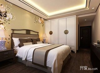 100㎡新中式三居卧室装修搭配图