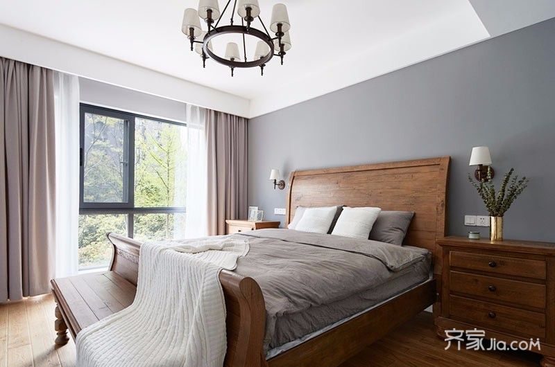 公寓装修,140平米以上装修,15-20万装修,卧室,混搭风格,卧室背景墙,灰色