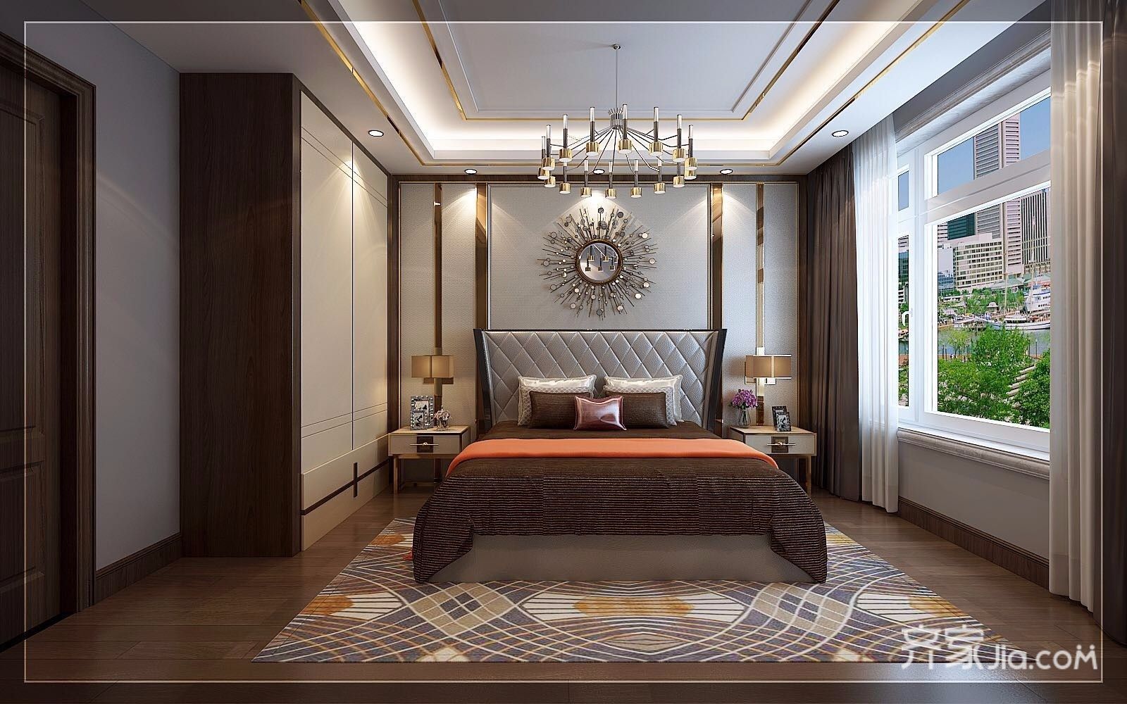 现代奢华复式三居卧室装修设计图