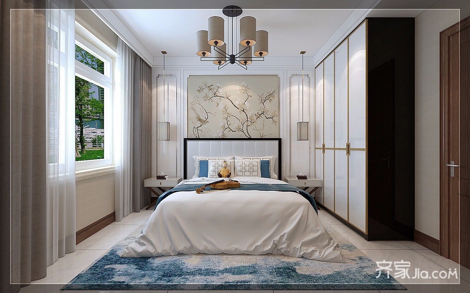 140平新中式三居卧室装修效果图
