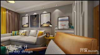133㎡现代风格三居沙发背景墙装修设计图
