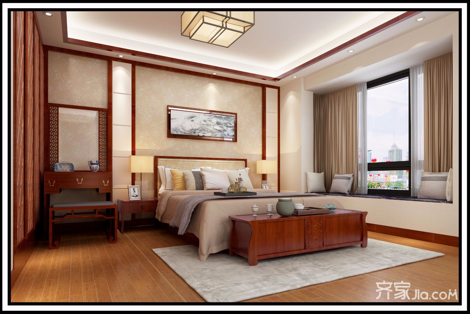 大户型中式风格四居卧室装修设计图