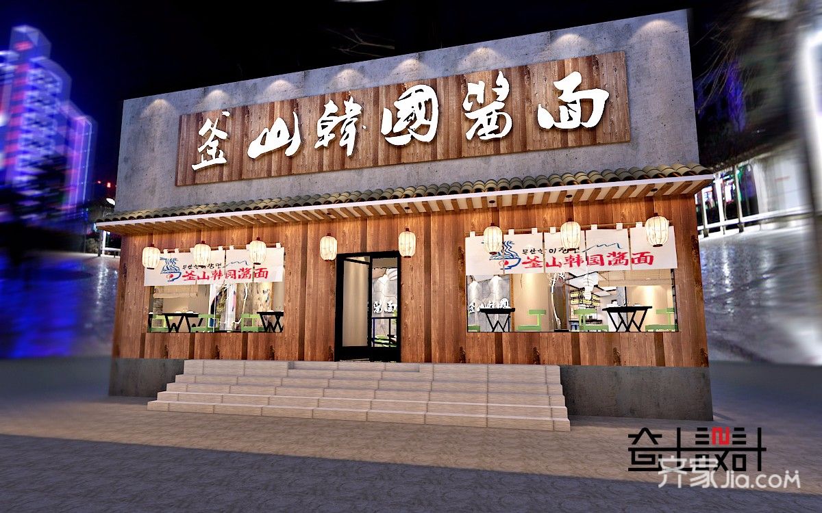 面馆,20万以上装修,140平米以上装修,韩式风格,原木色