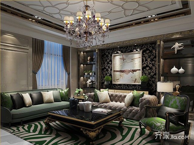 豪华型装修,别墅装修,140平米以上装修,混搭风格,客厅,沙发,沙发背景墙,黑白