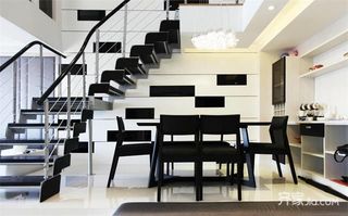 LOFT黑白调公寓餐厅装修设计效果图