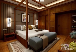 140平米中式风格卧室装修效果图